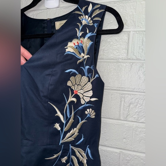 MOULINETTE SOEURS Anthropologie Bellflower Blue Embroidered dress Sz 8 ✨ - Picture 3 of 13